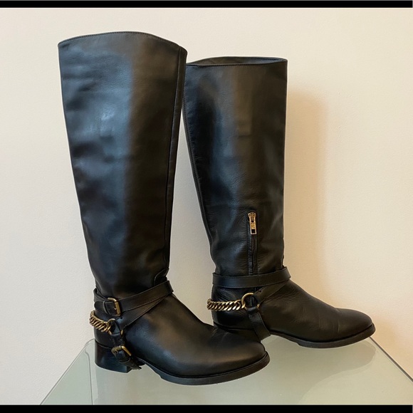 Alexander McQueen Tall Riding Boots black chain - Picture 9 of 13